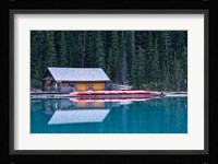 Canoe rental house on Lake Louise, Banff National Park, Alberta, Canada Fine Art Print