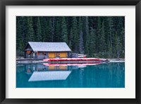 Canoe rental house on Lake Louise, Banff National Park, Alberta, Canada Fine Art Print
