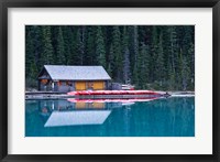 Canoe rental house on Lake Louise, Banff National Park, Alberta, Canada Fine Art Print