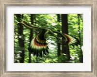 Archaeopteryx flying through a forest Fine Art Print