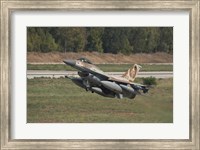 An F-16C Barak of the Israeli Air Force taking off from Hatzor Air Force Base Fine Art Print