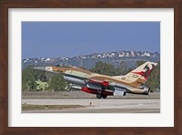 An F-16A Netz of the Israeli Air Force landing at Ramat David Air Force Base Fine Art Print