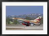 An F-16A Netz of the Israeli Air Force landing at Ramat David Air Force Base Fine Art Print