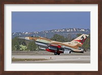 An F-16A Netz of the Israeli Air Force landing at Ramat David Air Force Base Fine Art Print