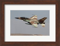 An F-16B Netz of the Israeli Air Force in flight over Israel Fine Art Print