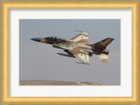 An F-16B Netz of the Israeli Air Force in flight over Israel Fine Art Print