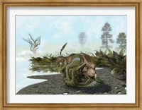 Velociraptor is attacking a Protoceratops Fine Art Print