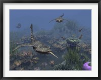 Doryaspis swim amongst a bed of Anthozoa Fine Art Print