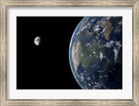 View of North America with rise in sea level 330 feet above average Fine Art Print