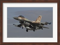 An F-16C Barak of the Israeli Air Force prepares for landing Fine Art Print