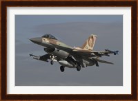 An F-16C Barak of the Israeli Air Force prepares for landing Fine Art Print