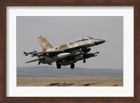 An F-16D Barak of the Israeli Air Force landing at Ovda Air Force Base Fine Art Print