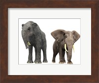 An adult Deinotherium compared to a modern adult African Elephant Fine Art Print