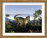 An archosaur of the genus Postosuchus wanders in a prehistoric landscape Fine Art Print