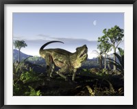 An archosaur of the genus Postosuchus wanders in a prehistoric landscape Fine Art Print
