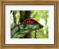 Dilophosaurus wetherilli with a piece of flesh hanging out of its mouth Fine Art Print