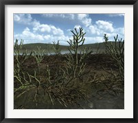 Prehistoric landscape of Silu-Devonian land plants with branching axes Fine Art Print