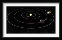 Artist's concept illustrating the gravity assist maneuver used by spacecraft Fine Art Print