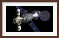 Artist's concept of a Deep Space Vehicle with Extended Stay Module and Manned Maneuvering Vehicles Fine Art Print