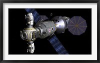 Artist's concept of a Deep Space Vehicle with Extended Stay Module and Manned Maneuvering Vehicles Fine Art Print