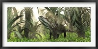 An archosaur wanders amidst cycads and ferns in a prehistoric swamp Fine Art Print