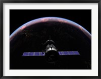 A Soyuz TMA-M spacecraft soars over the Atlantic Ocean at sunset Fine Art Print