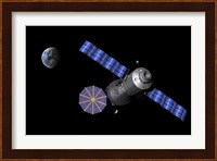 Artist's concept of the Deep Space Vehicle docked to the Extended Stay Module Fine Art Print