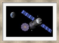 Artist's concept of the Deep Space Vehicle docked to the Extended Stay Module Fine Art Print