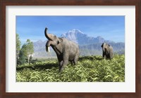 Deinotherium traverse the rolling plains of what is today Europe Fine Art Print