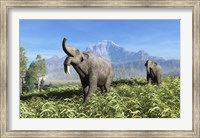 Deinotherium traverse the rolling plains of what is today Europe Fine Art Print