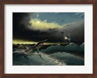 Pliosaurus irgisensis attacking a shark Fine Art Print