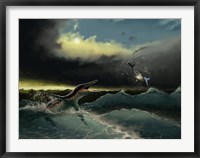 Pliosaurus irgisensis attacking a shark Fine Art Print