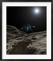 A manned Asteroid Lander approaches the desolate surface of an asteroid Fine Art Print