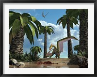 A pterosaur flying reptile lands next to some carrion Fine Art Print