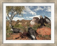 Pleistocene Black Vultures feed on carrion Fine Art Print