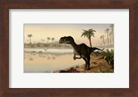 Yangchuanosaurus eats the carrion of a dead animal Fine Art Print