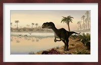 Yangchuanosaurus eats the carrion of a dead animal Fine Art Print
