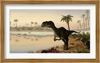 Yangchuanosaurus eats the carrion of a dead animal Fine Art Print