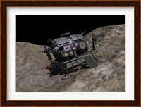 A manned Asteroid Lander on the surface of an asteroid Fine Art Print