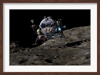 A manned Asteroid Lander prepares to land on the surface of an asteroid Fine Art Print