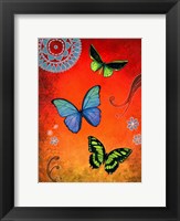 Fluorescent Green and Blue Butterflies Fine Art Print