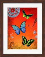 Fluorescent Green and Blue Butterflies Fine Art Print