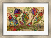 Mosaic Flowers-Beige Fine Art Print