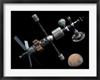 A Manned Mars Cycler Space Station Approaches the Planet Mars Fine Art Print