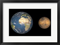 Artist's Concept Comparing the Size of Mars with that of the Earth Fine Art Print