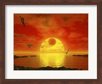 Flying life Forms Grace the Crimson Skies of the Earth-like Extrasolar Planet Gliese 581 C Fine Art Print