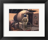 Illustration of an Astronaut Leaving their Mars Rover Vehicle to Explore the Planet's Surface Fine Art Print