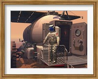 Illustration of an Astronaut Leaving their Mars Rover Vehicle to Explore the Planet's Surface Fine Art Print
