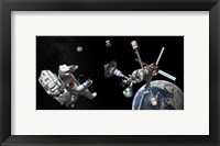 A Mars Cycler Travels by the Earth While Two Astronauts Watch From Afar Fine Art Print