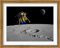 A Lunar Lander Begins its Descent to the Moon's Surface Fine Art Print